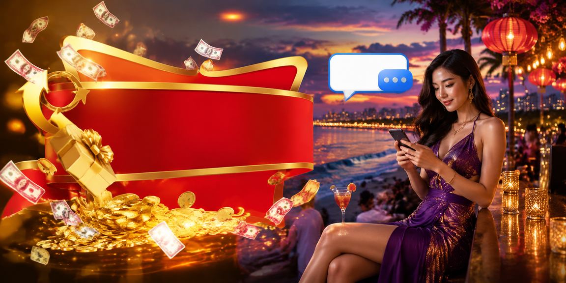 Người chơi nhận cashback tại bãi biển Đà Nẵng với điện thoại trên tay